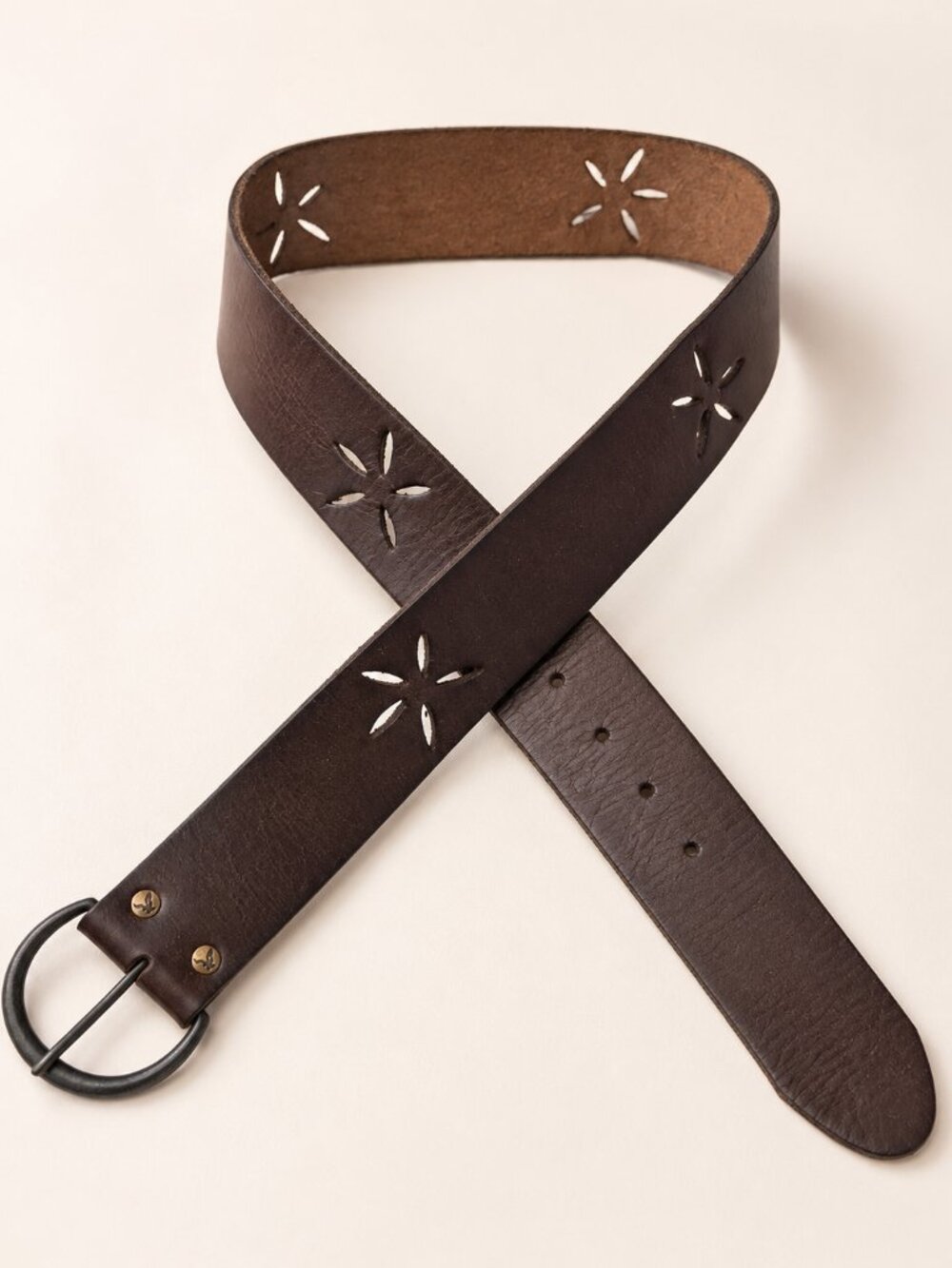 American Eagle Folk Boho Brown Genuine Leather Wide Belt Size S Cottagecore